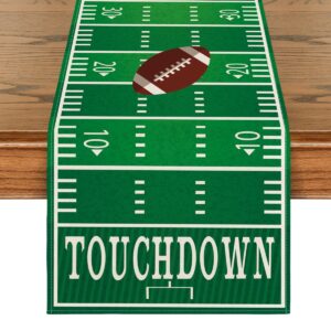artoid mode touch down american football court table runner, rugby boy fall birthday party kitchen dining table decoration for home decor 13x72 inch