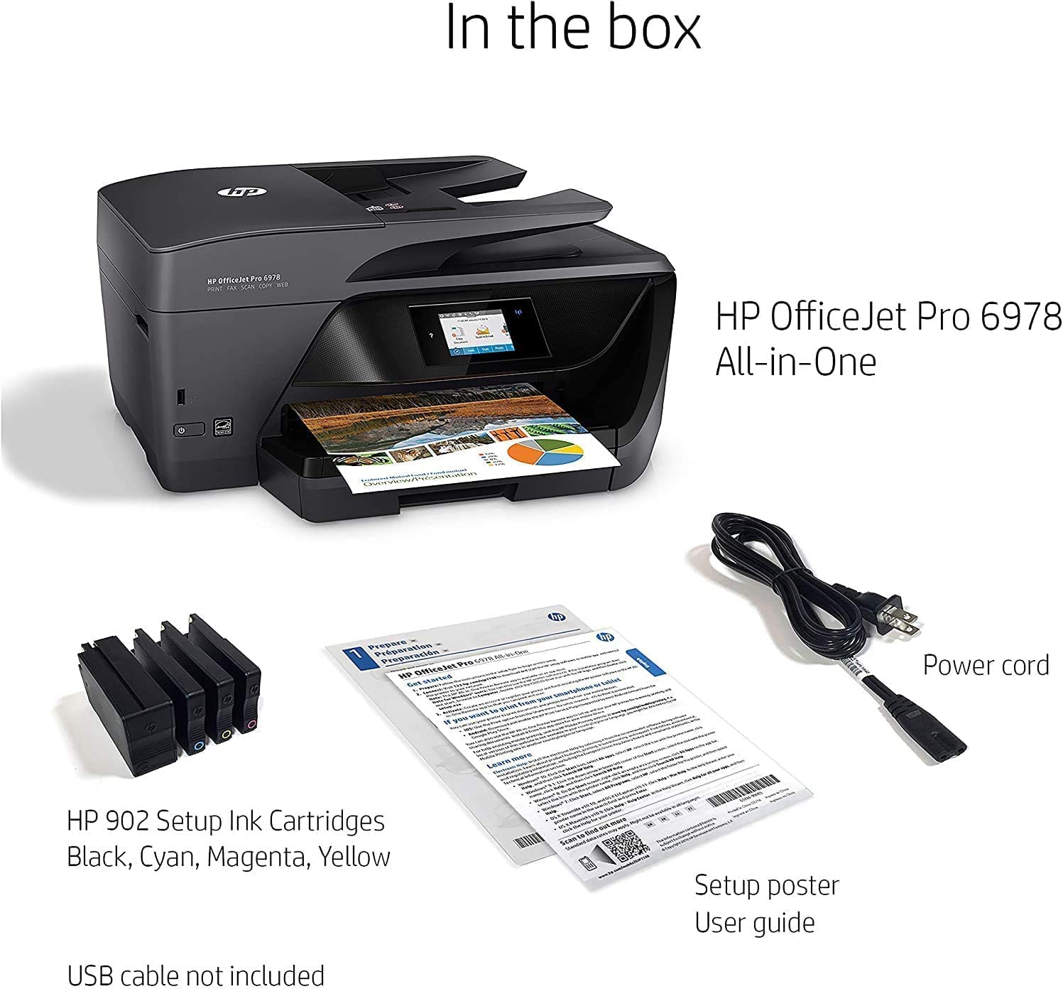 HP OfficeJet Pro 6978 All-in-One Color Inkjet Wireless Printer for Home Office, Black - Print Scan Copy Fax - 600 x 1200 dpi, 20 ppm, 35-Sheet ADF, 2.65" Touchscreen Display, Auto Duplex Printing