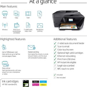 HP OfficeJet Pro 6978 All-in-One Color Inkjet Wireless Printer for Home Office, Black - Print Scan Copy Fax - 600 x 1200 dpi, 20 ppm, 35-Sheet ADF, 2.65" Touchscreen Display, Auto Duplex Printing