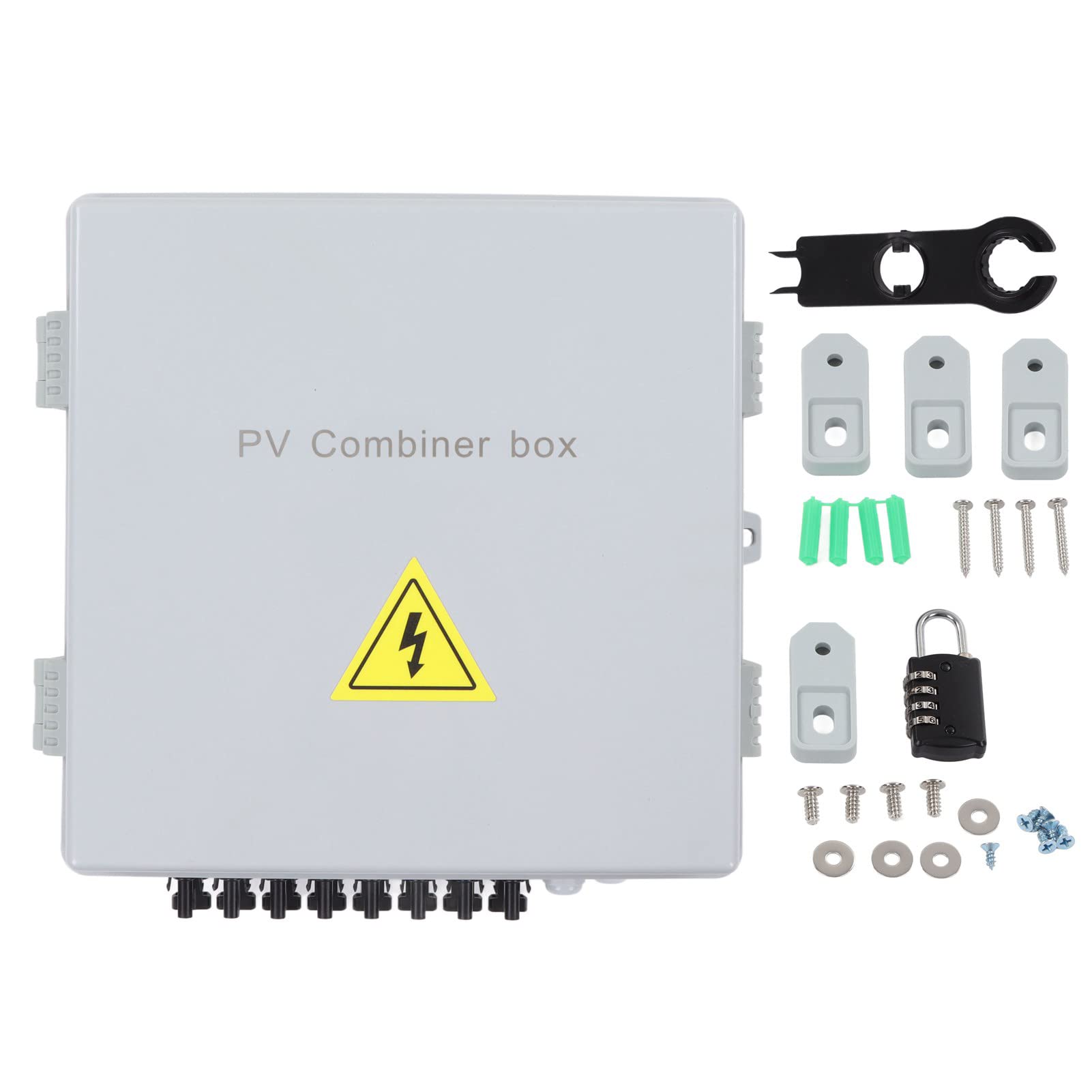 Solar Combiner Box, 8 String PV Combiner Box 10A Rated Current 80A DC Breaker Solar Combiner Box for Off Grid Solar, Power Distribution Blocks