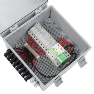 Solar Combiner Box, 8 String PV Combiner Box 10A Rated Current 80A DC Breaker Solar Combiner Box for Off Grid Solar, Power Distribution Blocks