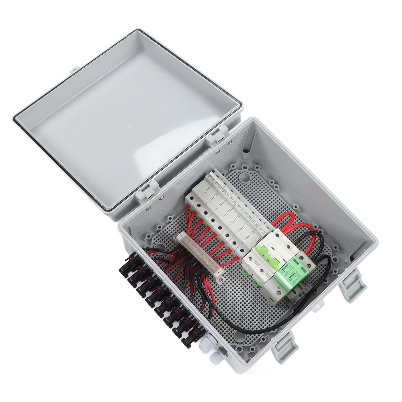 Solar Combiner Box, 8 String PV Combiner Box 10A Rated Current 80A DC Breaker Solar Combiner Box for Off Grid Solar, Power Distribution Blocks