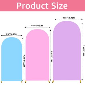 3 PCS Stretchy Spandex Fabric Fitted Arch Backdrop Stand Cover(4ft,5ft,6ft), Round Top Chiara Arched Backdrop Cover for Wedding Baby Shower Birthday Party Anniversary Celebration Banquet Decoration