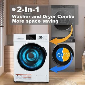 2-In-1 Washer And Dryer Combo, 2.7 cu.ft 24 inch Ventless All-In-One Washing Machine And Dryer 120V For Apartment RV Dorm Camper, Front Load Compact Small Clothes Washer With 16 Laundry Program