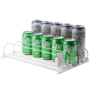 FOEJCHD Assembly-Free Drink Organizer for Fridge,Soda Can Organizer for Refrigerator with Pusher Glide - Holds up to 15 Cans