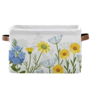 chamomiles buttercups bells flowers rectangle storage basket collapsible storage bin for nursery toys books waterproof baskets for closet shelves bedroom decor