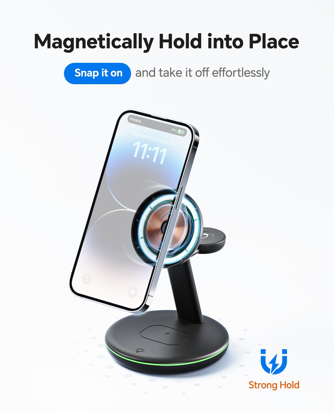 3 in 1 Charging Station for Apple Devices, Mag - Safe Charger Stand,15W Fast Magnetic Charger Wireless Compatible for iPhone 15 14 13 12 Pro/Max/Plus/Mini,AirPods Pro/3/2,iWatch 9/8/7/6/SE/5/4/3/2