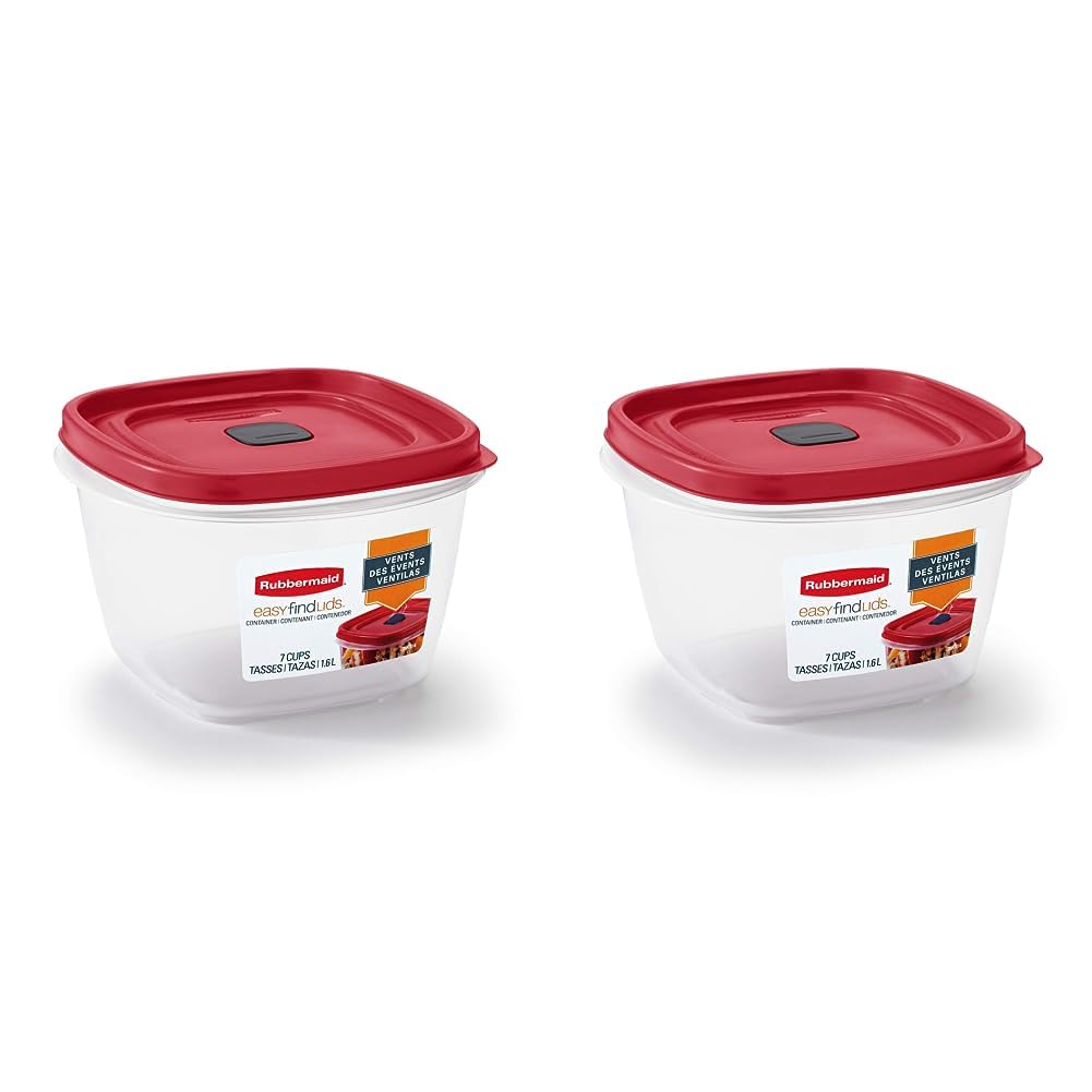 Rubbermaid Easy Find Lids 7-Cup Food Storage and Organization Container, Racer Red (Pack of 2)