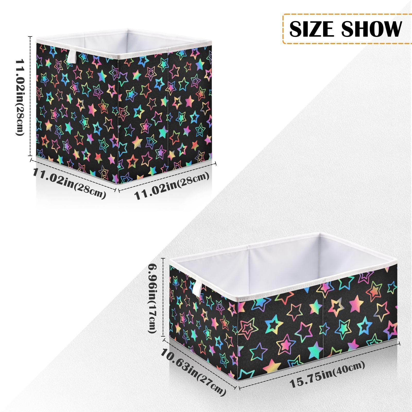 Kigai Storage Basket Gradient Stars Foldable Storage Bin 11 X 11 X 11 Inches Cube Storage Baskets Box for Shelves Closet Laundry Nursery Bedroom Home Decor