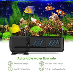Electric Submersible Pump Oxygen Pump 4 In 1 Submersible Water Pump Ultra Quiet Oxygen Air Pump For Hydroponic Pond Fish Tank Sponge Filter Sump Pump (Color : 15W)