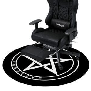 darkecho office chair mat for carpeted and hardwood floor,pentacle gaming chair mat,39 inch round pentagram floor mats for office chair desk chair,anti slip floor protector for rolling chair,black