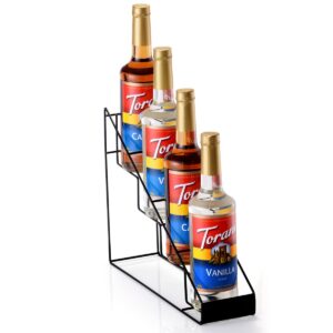 kimilus coffee syrup rack for coffee bar accessories, fits with torani and monin syrup, coffee bar organizer holds 4 bottles