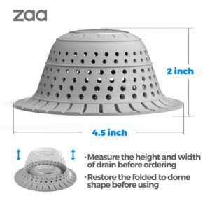 zaa Bathtub Drain Hair Catcher, 2 Pack Silicone Collapsible Bathtub Drain Cover Hair Catcher & Protector for Pop-Up & Regular Drains of Shower, Bathtub, Tub, Bathroom, Sink