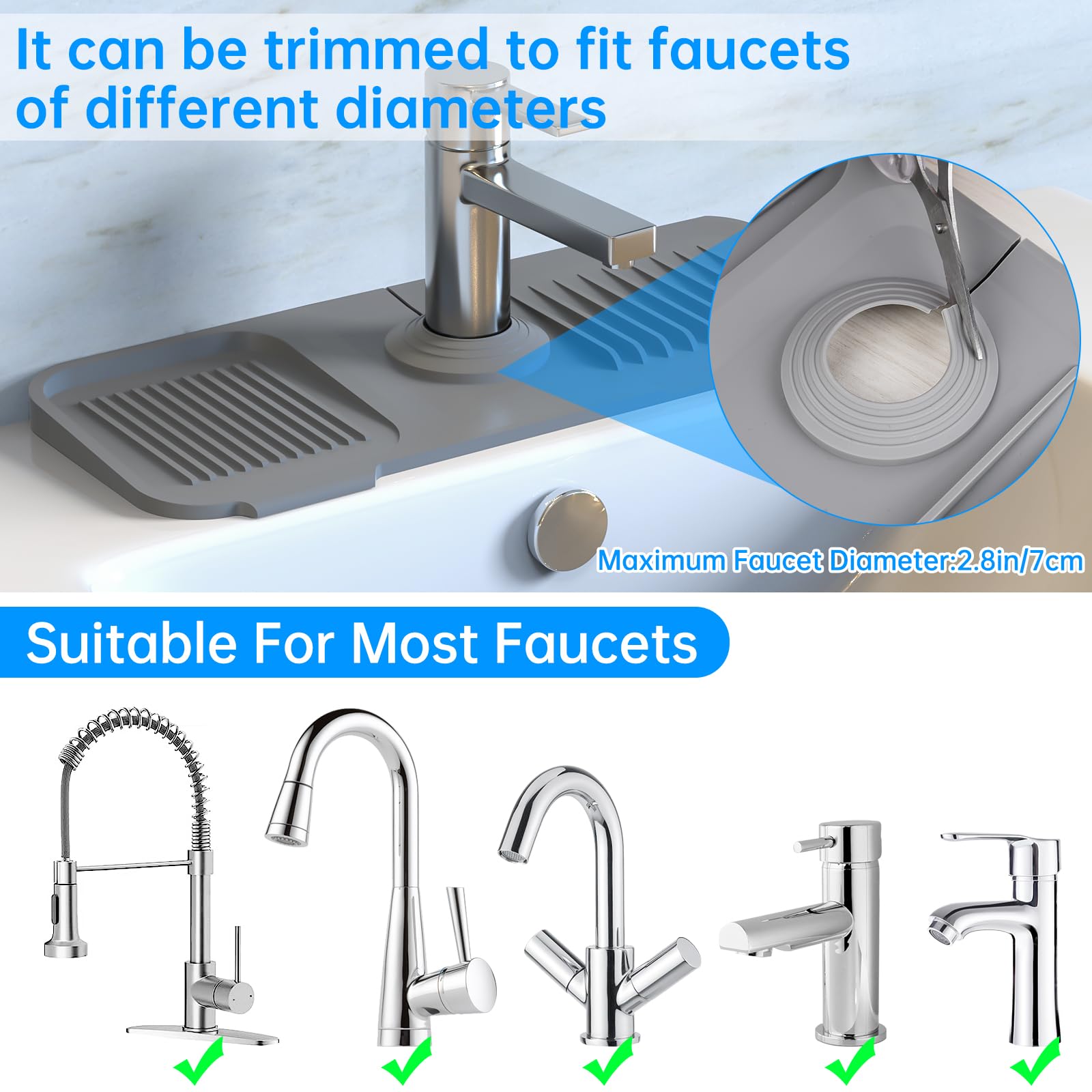 Silicone Faucet Splash Guard and Triangle Roll-Up Dish Drying Rack, Multifunctional Kitchen Drain Storage Tool