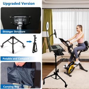 Asltoy Projector Tripod Stand with Wheels Adjustable Height Laptop Tripod Stand with LED Ring Light Carrying Bag 2 Shelves Mouse Tray Phone Holder Projector Music Stand Portable Laptop Floor Stand