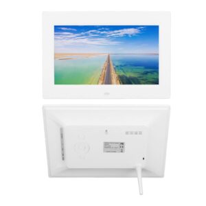 10 Inch Digital Photo Frame Electronic Album 100-240V 1024x600 White with Remote Control for Office (US Plug)