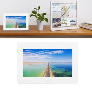 10 Inch Digital Photo Frame Electronic Album 100-240V 1024x600 White with Remote Control for Office (US Plug)