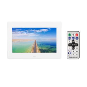 10 Inch Digital Photo Frame Electronic Album 100-240V 1024x600 White with Remote Control for Office (US Plug)