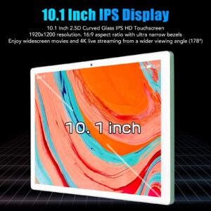 10.1 Inch HD Tablet, Octa Core 512GB Expandable 4G LTE Tablet Type C Charge 8GB RAM 128GB ROM 2.4G 5G Home WiFi for Learning (Green)