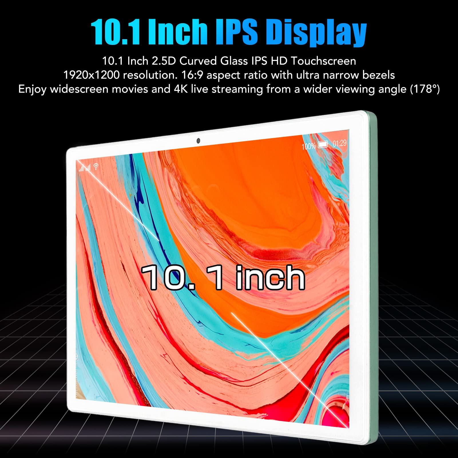 10.1 Inch HD Tablet, Octa Core 512GB Expandable 4G LTE Tablet Type C Charge 8GB RAM 128GB ROM 2.4G 5G Home WiFi for Learning (Green)