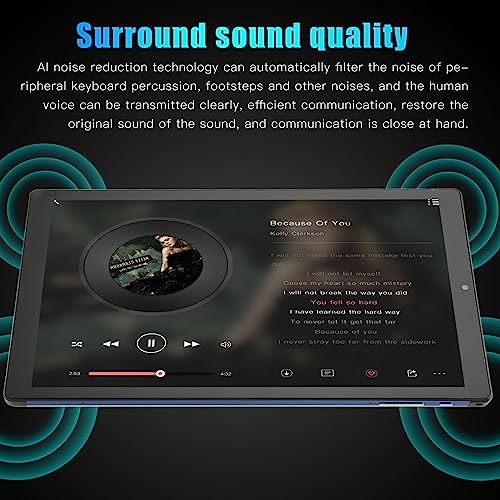 Haofy 10 Inch Tablet, Blue Dual Camera Tablet Pc for on The Go (US Plug)