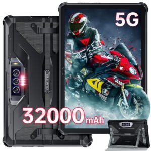 oukitel rt7 5g rugged tablet android 13, 24gb+256gb - waterproof tablet, 32000mah battery 10.1" fhd+tablets,33w fast charging,48mp+32mp+20mp night vision camera, 5g dual sim+5g wifi/otg/gps/t-mobile