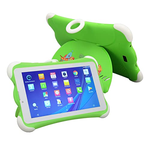 Haofy Kids Tablet 128GB Expandable Memory Dual SIM 7 Eye Protection 6000mAh Battery Green for School (US Plug)