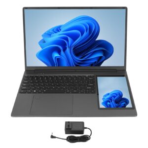 Haofy Office Laptop, 7000mAh Battery 15.6 Inch IPS Double Screen Laptop 7in Touchscreen for Travel (16+512G US Plug)