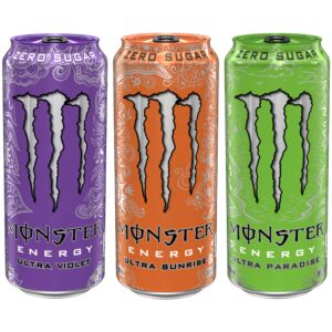 Monster Energy Ultra Variety Pack, Ultra Violet, Ultra Sunrise, Ultra Paradise, Sugar Free Energy Drink, 16 Ounce (Pack of 15)