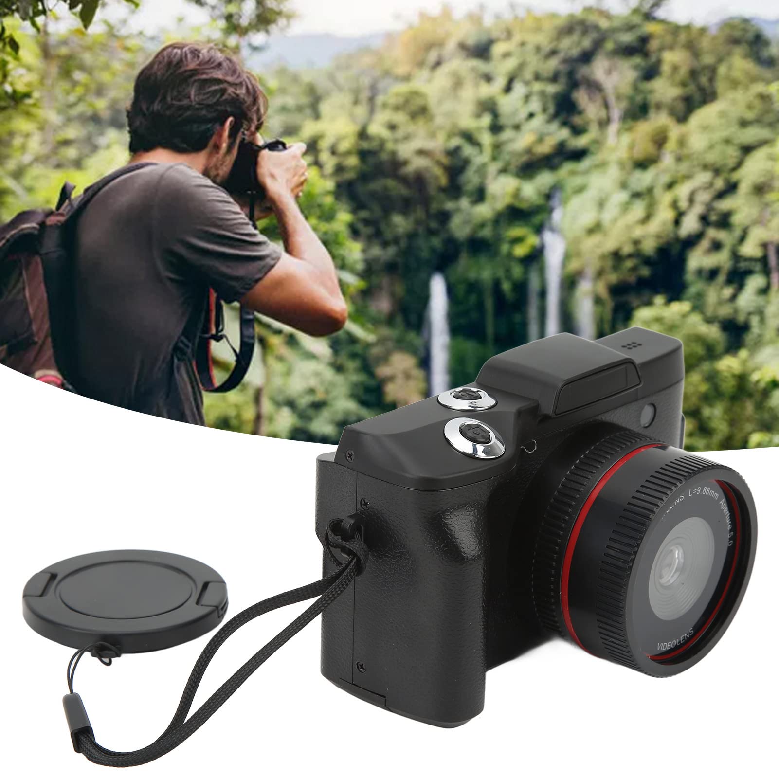 Digital Camera, 16MP Video Camera Camcorder, 1080P 180 Degree Flip Screen Compact Video Camera for Travel, Digital Camera, 16X Digital Zoom Vlogging Camera for Recording Daily Life