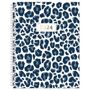 2024 office depot® brand weekly/monthly planner, 8-1/2" x 11", blue floral, january to december 2024