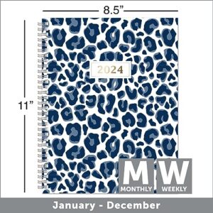 2024 Office Depot® Brand Weekly/Monthly Planner, 8-1/2" x 11", Blue Floral, January to December 2024