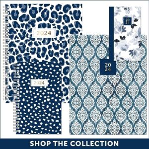 2024 Office Depot® Brand Weekly/Monthly Planner, 8-1/2" x 11", Blue Floral, January to December 2024