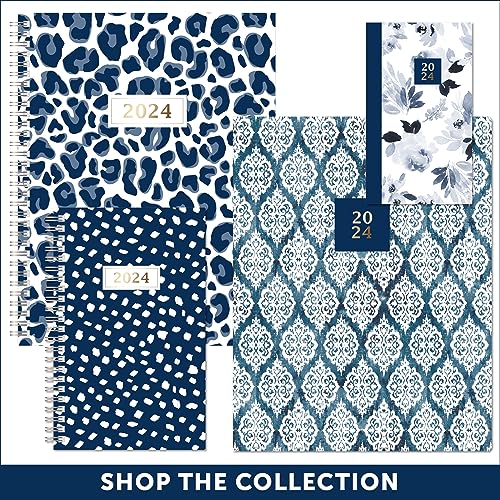 2024 Office Depot® Brand Weekly/Monthly Planner, 8-1/2" x 11", Blue Floral, January to December 2024