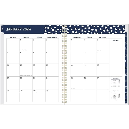 2024 Office Depot® Brand Weekly/Monthly Planner, 8-1/2" x 11", Blue Floral, January to December 2024