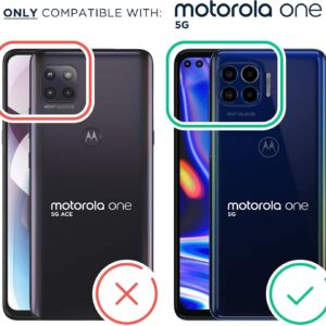NZND Case for Motorola Moto One 5G / 5G UW/G 5G Plus with [Built-in Screen Protector], Full-Body Protection Bumper, Shockproof Protective, Impact Resist Case Cover (Black Marble)