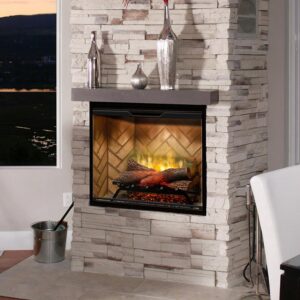 Dimplex Revillusion® 30 Inch Built-in Electric Firebox - Herringbone Brick Background - Includes Realistic Faux Logset, Front Glass Panel, Firebox, and Plug Kit