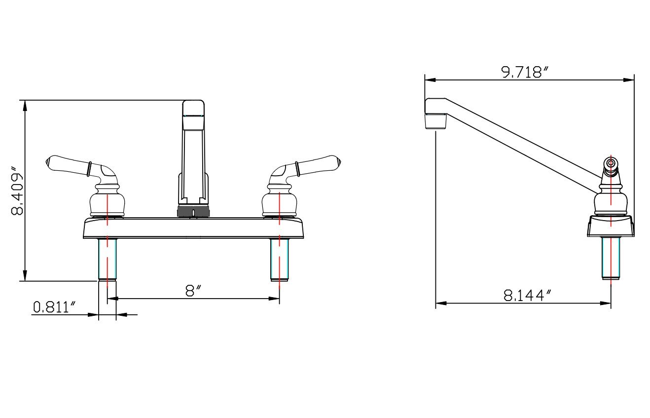 Pacific Bay PB-K14CP Kitchen Sink Faucet with Classic Levers - Metallic Plating Over ABS Plastic (Polished Chrome)