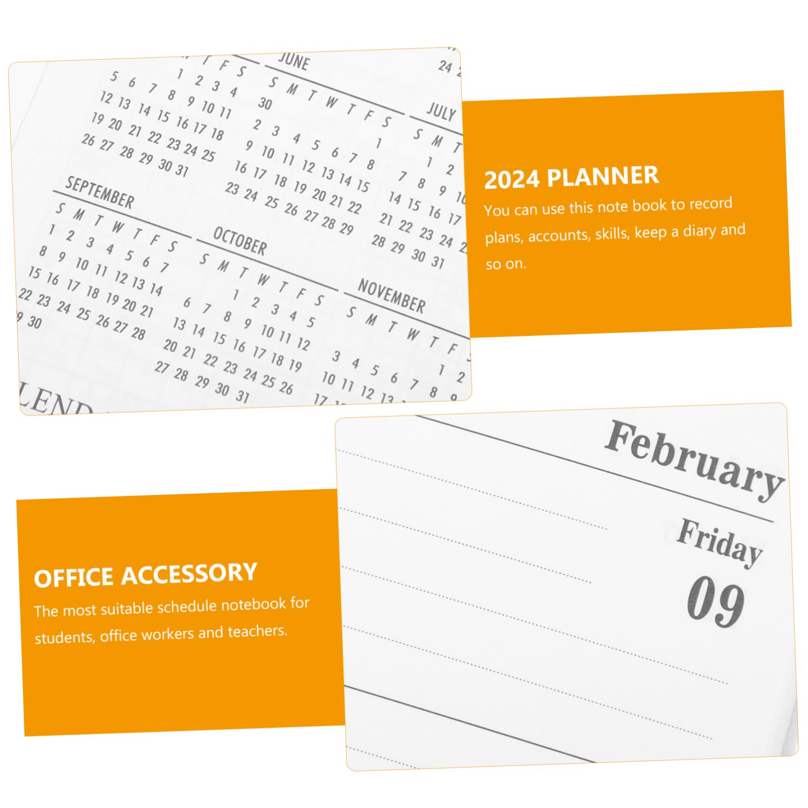 STOBOK 3pcs Pocket Notebook Note Pads Daily Work Planner Digital Calendar Planner 2024 Pocket Calendar Weekly Note Book Office Accessory Daily Planner Agenda Book Schedules Accessories