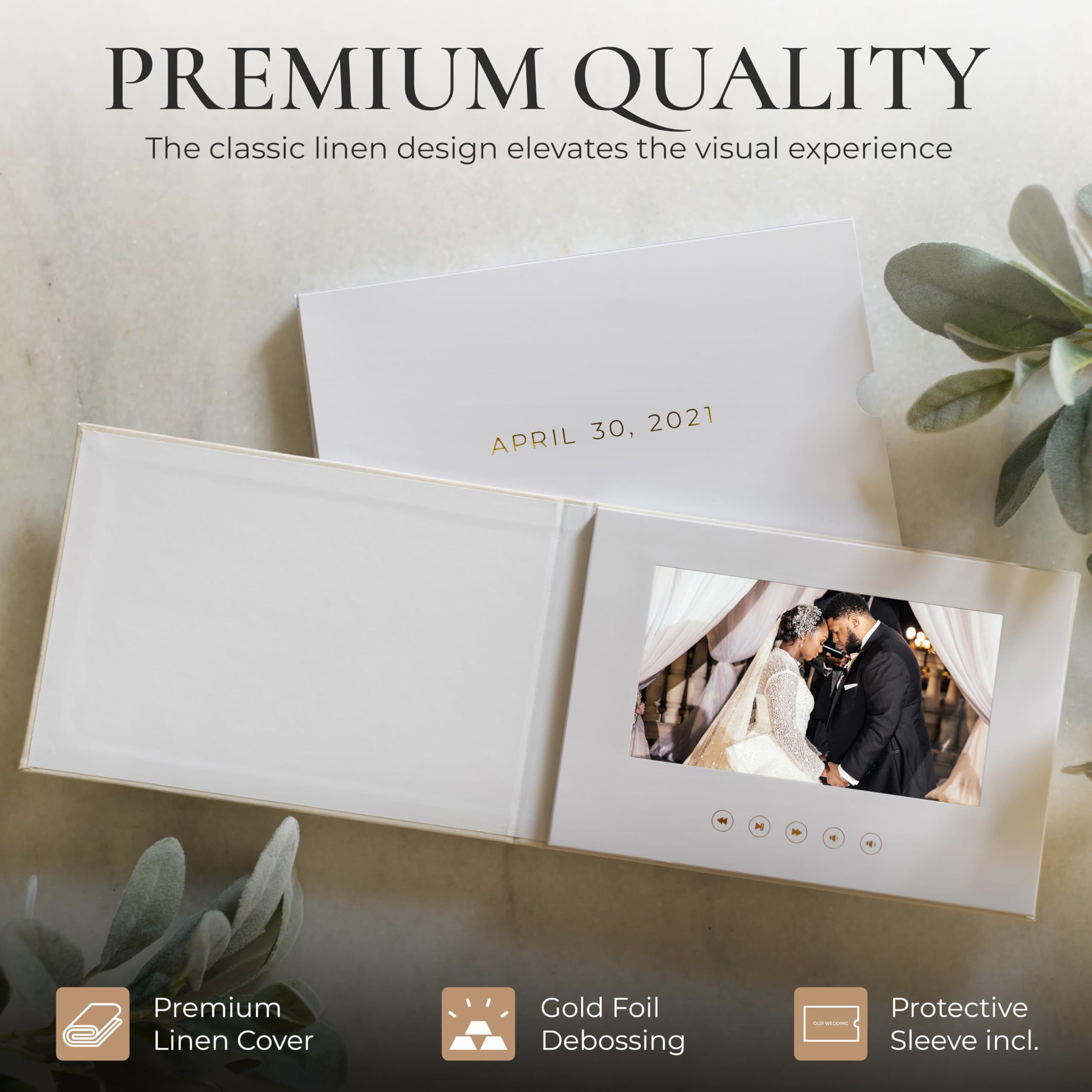 The Motion Books (PERSONALIZED) | Customized Luxury Linen Bound Video Book | Custom Video Album | Up to 3 hours of video, 7” IPS Display, 4GB of memory & Rechargeable Battery