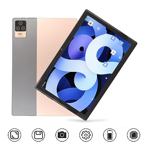 ICRPSTU Smart Tablet, 10.1 Inch WiFi Tablet 4G LTE 8 Core 2560X1600 Resolution for Android 13.0 for Learning Video (Gold)