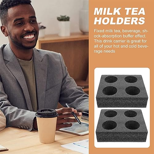 2pcs Knitted Cotton Cup Holder Foam Cup Carrier Takeout Packing Supply Takeout Cup Carrier Coffee Drinks Takeout 4-Cup Tray epe Foam Composite Pearl Cotton Coffee Cup re-usable