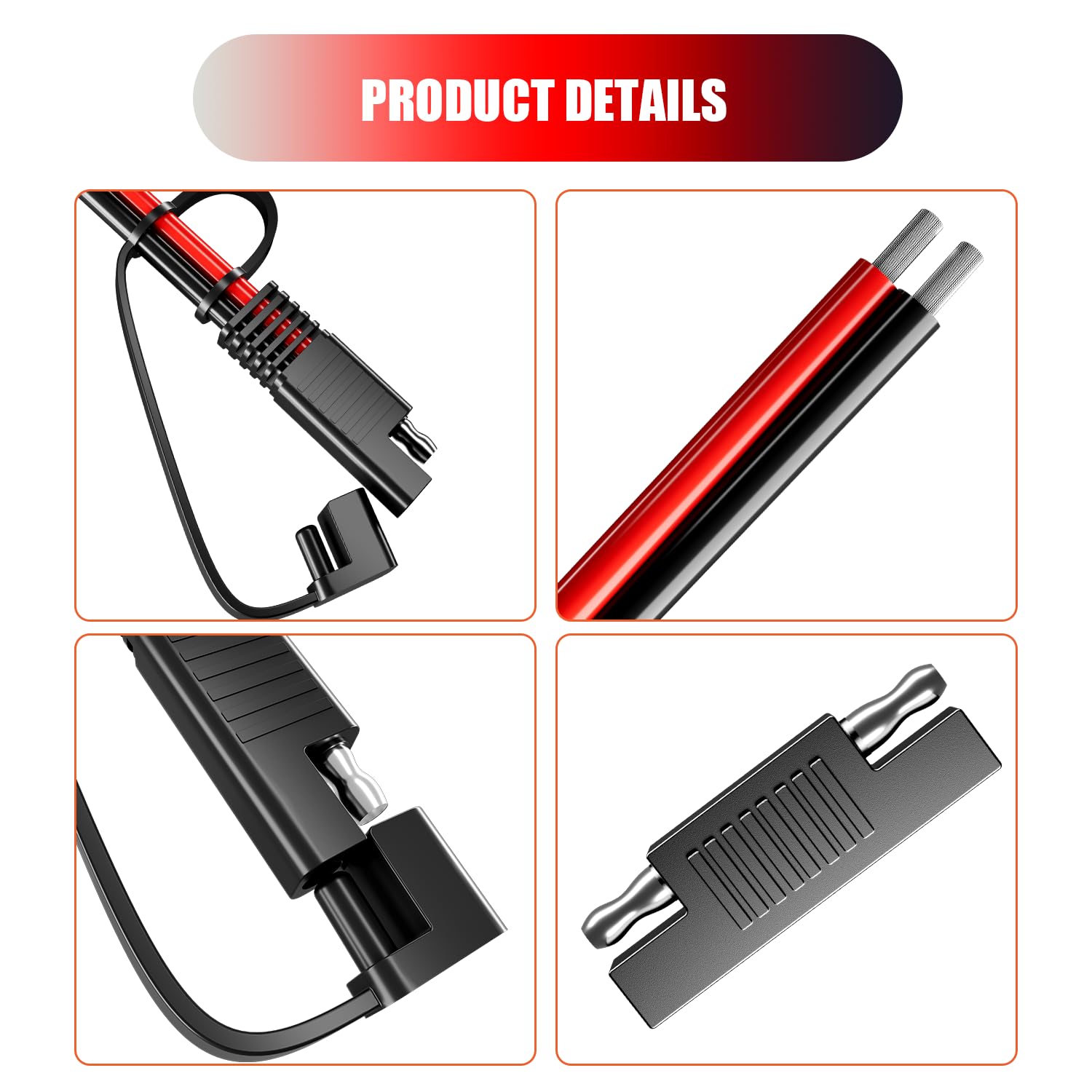 2Pack Solar Cable Extension, BERLAT 14Awg 30Cm Automotive Dc Power Extension for Solar Battery Connection and Transfer, and Automotive Batteries Transfer etc-with Protective Cover