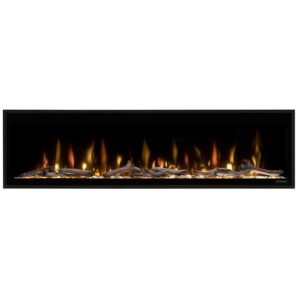 dimplex ignite evolve 60 inch built-in linear electric fireplace - includes driftwood logs, glass media kit, multi-function remote - personalize flame colors & control with the flame connect app