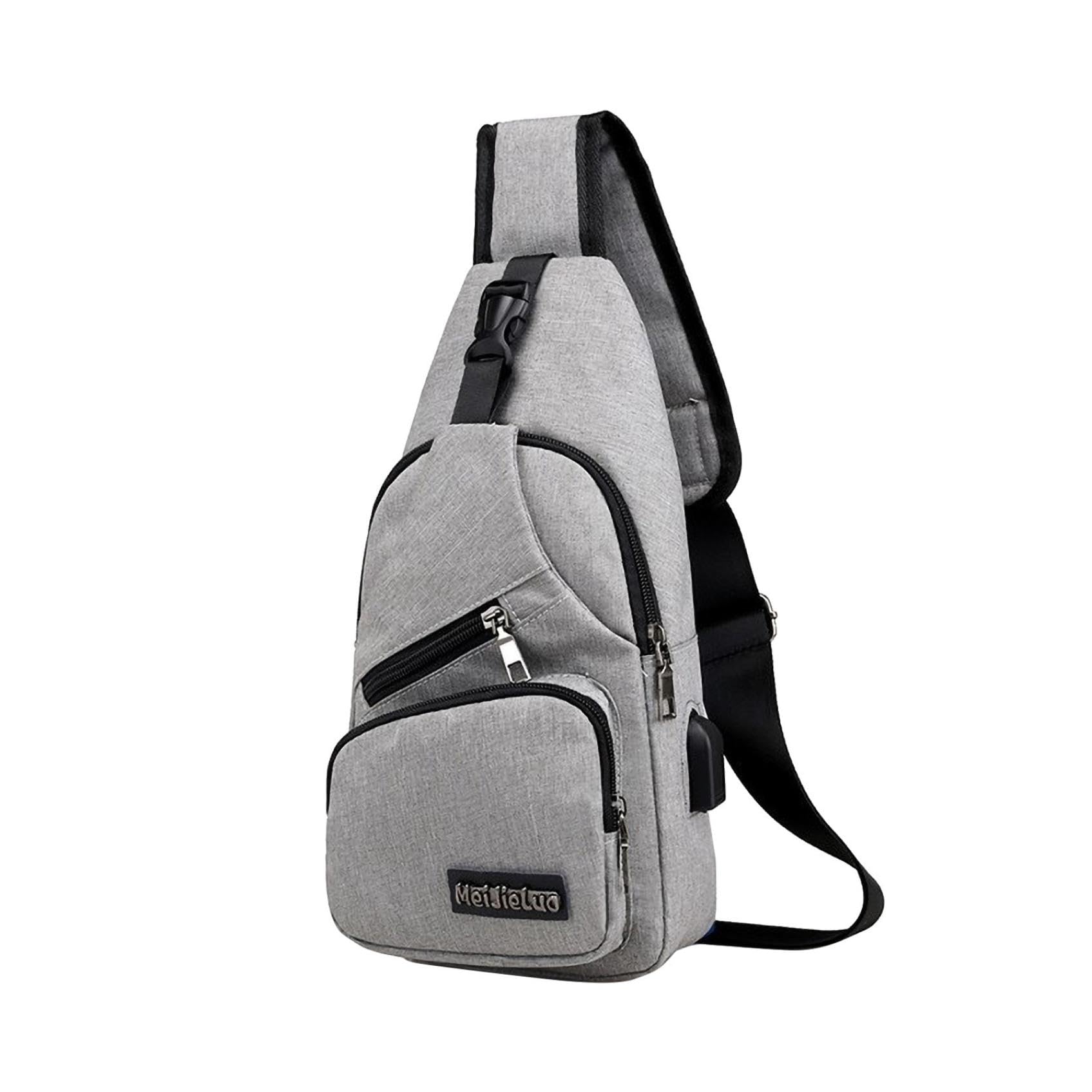 mtvxesu Str𝘢p B𝘢g Crossb𝘰dy Backpack With USB Hole With Headphone Hole Str𝘢p Backpack Hiking Backpack Multipurpose Crossb𝘰dy Ch𝘦st Bag (Gray)