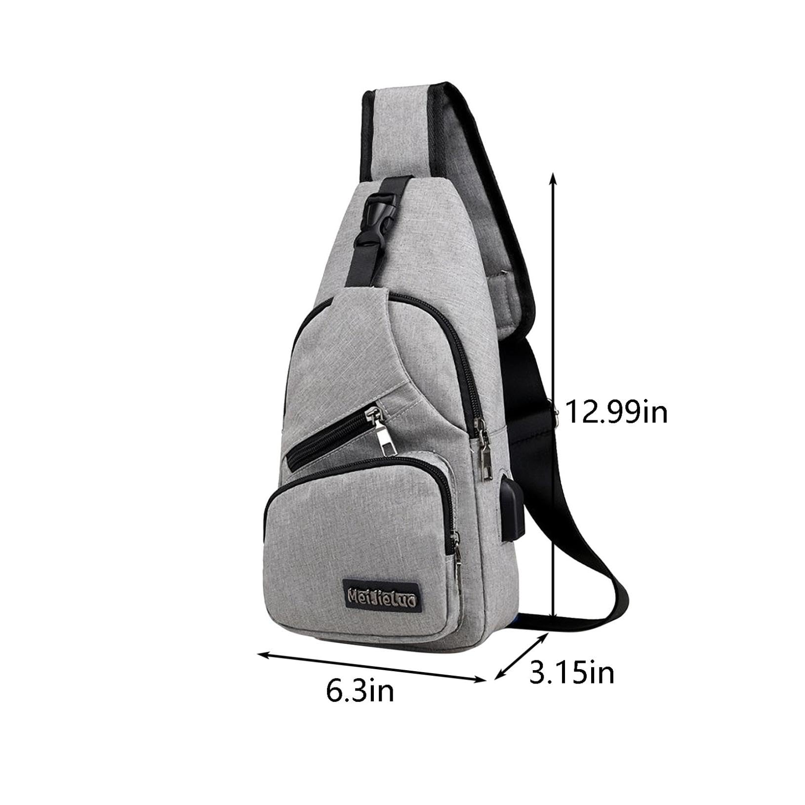 mtvxesu Str𝘢p B𝘢g Crossb𝘰dy Backpack With USB Hole With Headphone Hole Str𝘢p Backpack Hiking Backpack Multipurpose Crossb𝘰dy Ch𝘦st Bag (Gray)