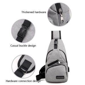 mtvxesu Str𝘢p B𝘢g Crossb𝘰dy Backpack With USB Hole With Headphone Hole Str𝘢p Backpack Hiking Backpack Multipurpose Crossb𝘰dy Ch𝘦st Bag (Gray)