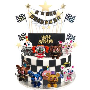 monsles 26pcs 5 nights cake topper set five nights fredys party supplies freddy chica bonnie birthday decorations party favors halloween decor