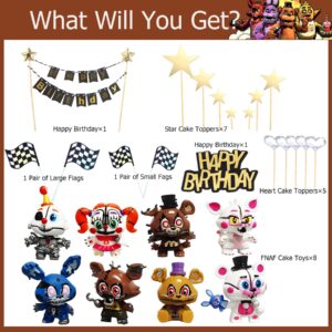 Monsles 26Pcs 5 Nights Cake Topper Set Five Nights Fredys Party Supplies Freddy Chica Bonnie Birthday Decorations Party Favors Halloween Decor