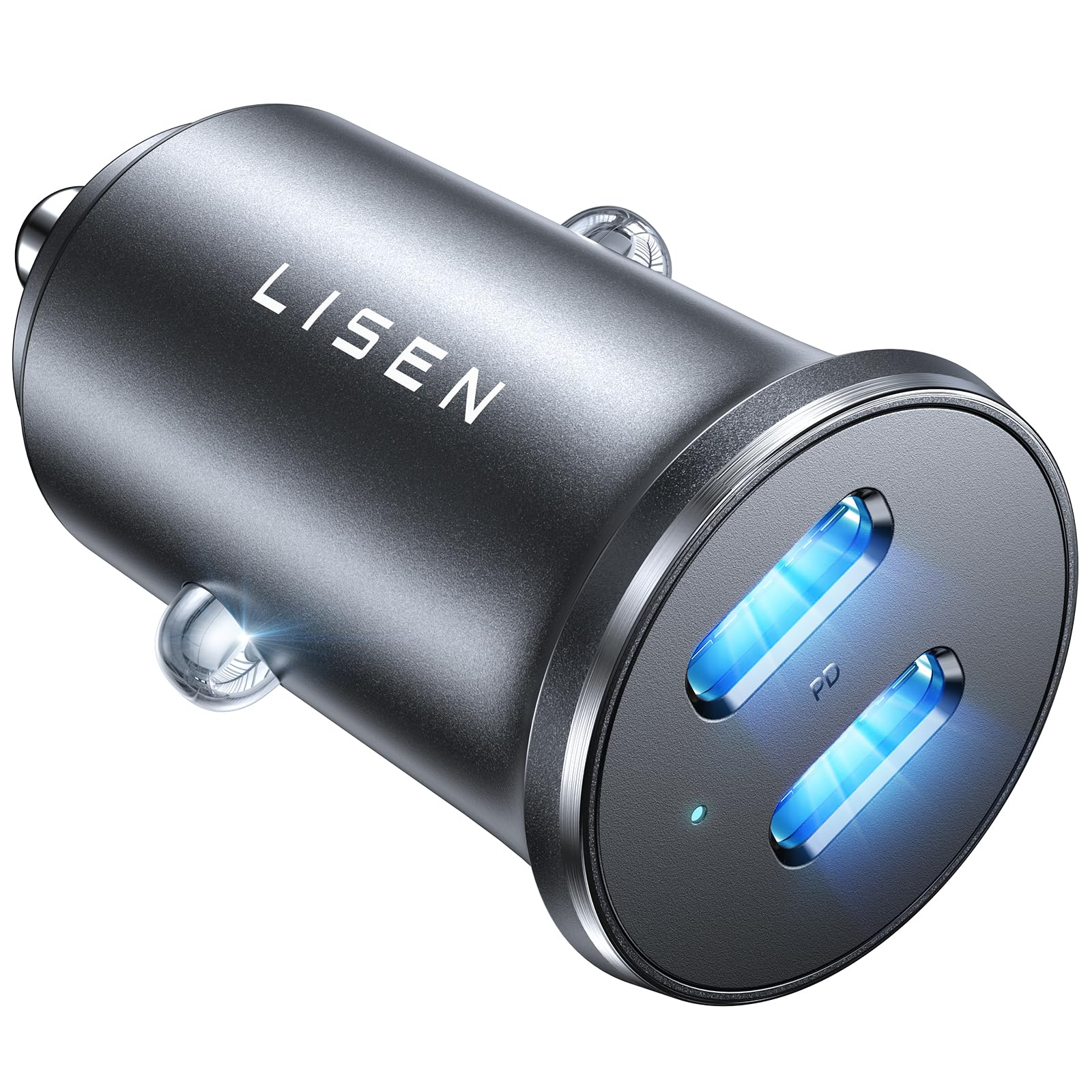 LISEN 90W USB C Car Charger [All Metal & Mini] Cigarette Lighter Adapter Fast Charging, Mini Dual PD 45W & PD 45W Super Fast Car Charger USB C for iPhone 15 Pro Max Glaxy S24 iPad Pro MacBook Air